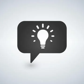 Idea lamp with Speech bubbles simple icon. Communication sign. Light bulb sym Stock Illustration
