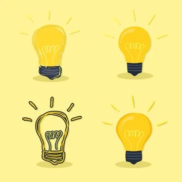Idea Lamp Yellow Background Stock Illustration