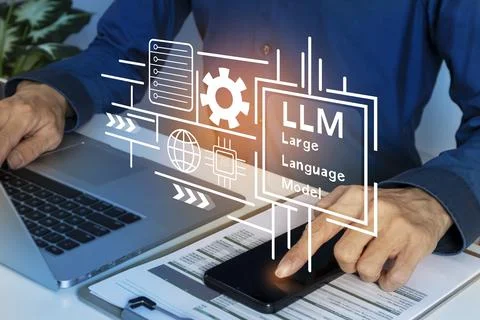 The idea of large-scale language modeling is to train AI systems to develop.. Stock Photos