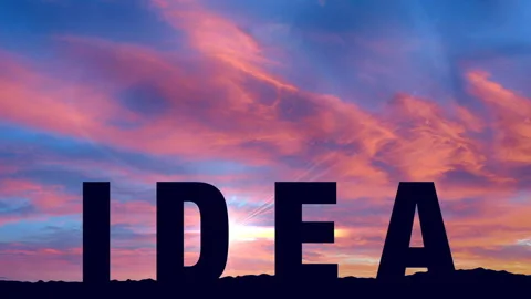 Idea letters stand on ground at dawn, inspired beginning of new start-up symbol Stock Footage 109809856