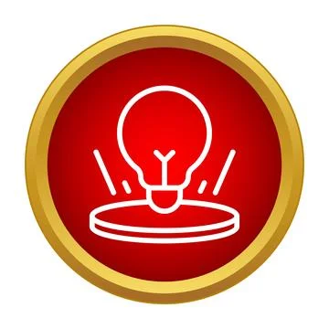 Idea light bulb activating red button icon 스톡 일러스트