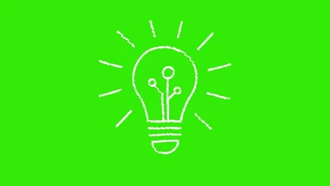Idea light bulb AI animated hand drawn scribble glowing lamp with rays wigg.. Stock Footage 342963296