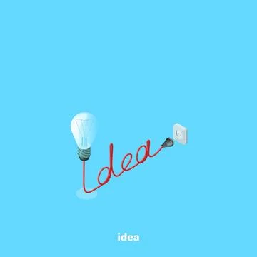 Idea with a light bulb and socket, isometric image Stock Illustration