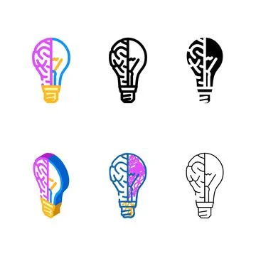Idea light bulb color types icon vector Stock Illustration