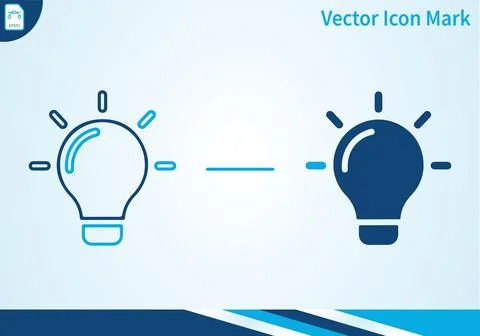 Idea light bulb icon set with rays in outline and silhouette. Stock Illustration