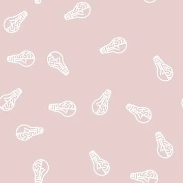 Idea light bulb line vector seamless pattern 스톡 일러스트