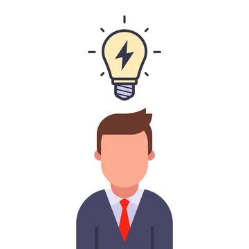 Idea light bulb man. new fresh idea. Illustrazione stock