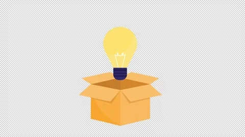 Idea light bulb out of the box business innovation alpha channel animation Stock Footage 293940034