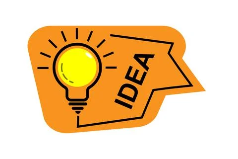 Idea light bulb on speech bubble. Creative Idea message bubble with Light b.. Stock Illustration