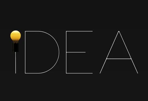 Idea Light Bulb Text on A Dark Background 스톡 일러스트