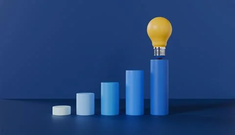 Idea light bulbs on the podiums on blue color background Stock Illustration