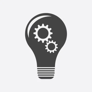 Idea with light lamp bulb. Flat vector Stock Illustration