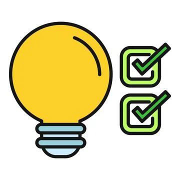 Idea lightbulb getting checklists completion and innovation validation イラスト素材