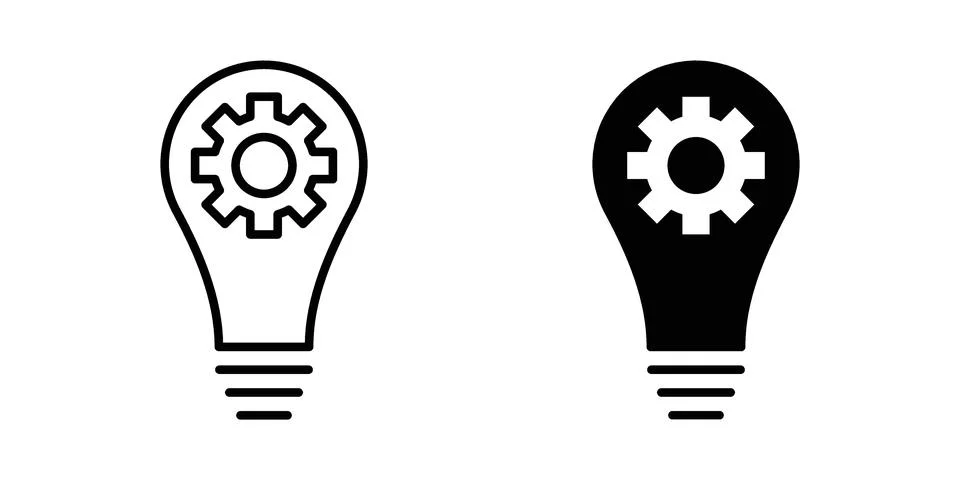 Idea lightbulb icon. Outline, flat icons Stock Illustration