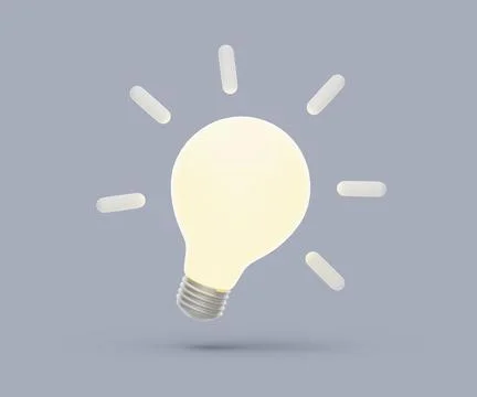 Idea lightbulb icon. Simple 3d render illustration on pastel background. 스톡 일러스트
