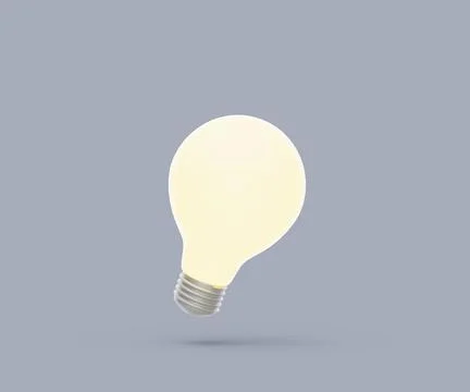 Idea lightbulb icon. Simple 3d render illustration on pastel background. Stock Illustration