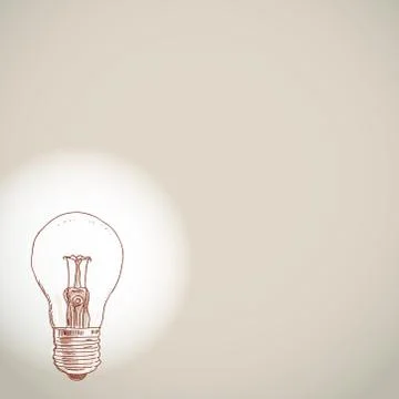 Idea lightbulb sketch on white background banner for your text. vector Stock Illustration
