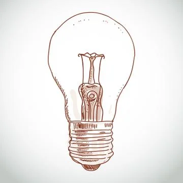 Idea lightbulb sketch on white background. Stock Illustration