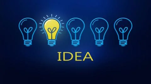 Idea Lightbulbs and one lighting bulb idea inspiration electric Stock Illustration