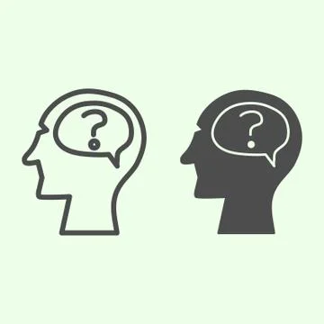 Idea line and solid icon. Human head with idea question mark outline style Stockillustratie