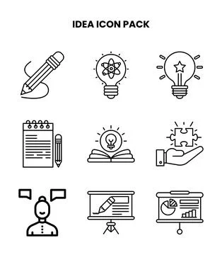 Idea Line Set Icons Pack Stock Illustration