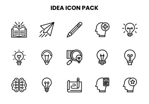 Idea Line UI Icons Pack Stock Illustration