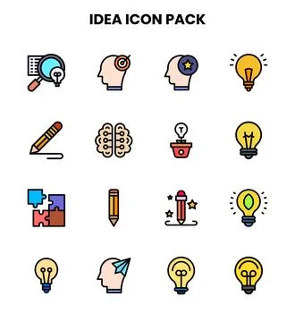 Idea Lineal Color Bundle Icons Pack Stock Illustration
