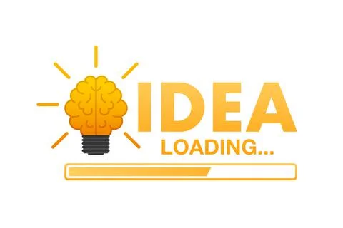 Idea loading concept with idea brain processed on a lightbulb bar. Vector stock Stock Illustration