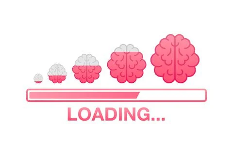 Idea loading concept with idea brain processed on a lightbulb bar. Vector stock Stock Illustration