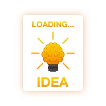 Idea loading concept with idea brain processed on a lightbulb bar. Vector stock Stock Illustration