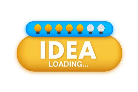 Idea loading concept with idea brain processed on a lightbulb bar. Vector stock Stock Illustration