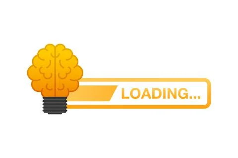 Idea loading concept with idea brain processed on a lightbulb bar. Vector stock Stock Illustration