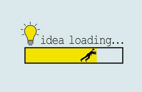 Idea loading concept. light bulb icon. Businessmen pushing for success. progr イラスト素材