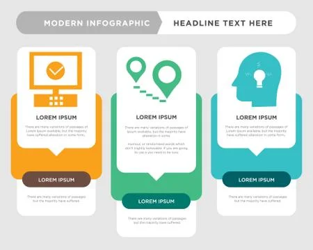 Idea, location, benefits of computer infographic Illustrazione stock