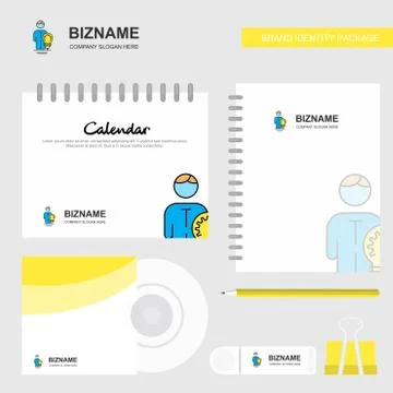 Idea Logo, Calendar Template, CD Cover, Diary and USB Brand Stationary Packag Stockillustratie