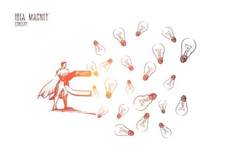Idea magnet concept. Hand drawn isolated vector Stock Illustration