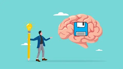 Idea memory, reminder of productive plans or new business strategy, thinkin.. Stock Illustration