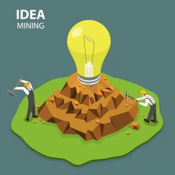 Idea mining flat isimetric vector illustration Stock Illustration