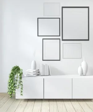 Idea of mock up poster frame and cabinet zen style on room modern japanese st Stock Illustration