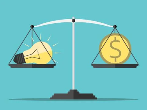 Idea, money and scales Stock Illustration