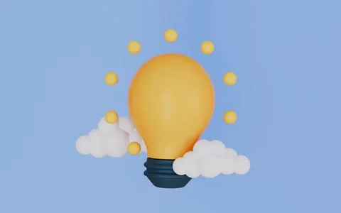 Idea or energy concept, Shining lamp in clouds isolated on white background Stock Illustration