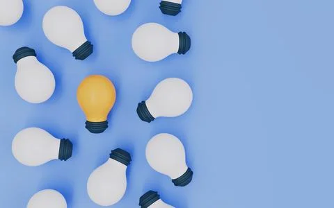 Idea or light bulb, Business solution or inspiration with copy space Stock Illustration