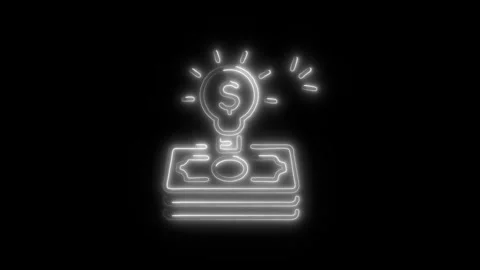 Idea Outline Icon in HD Video Neon Animation  Creativity and Innovation Sym Vidéo 304374553