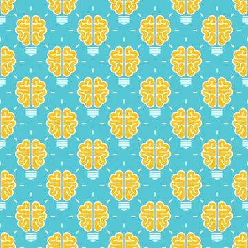 Idea pattern design - seamless pattern with brain lamp Illustrazione stock