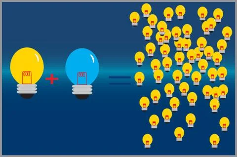 Idea plus another equal infinite ideas concept Stock Illustration
