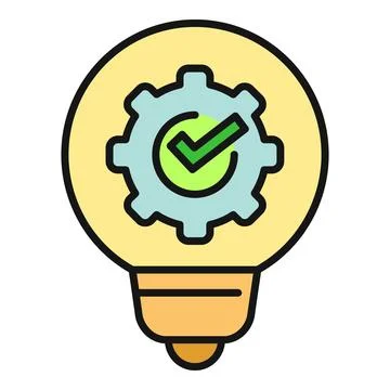 Idea process optimization with gear and checkmark lightbulb Illustrazione stock