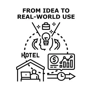 Idea to real world application and business development process Stockillustratie