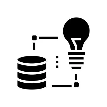 Idea realization digital processing glyph icon vector illustration 스톡 일러스트