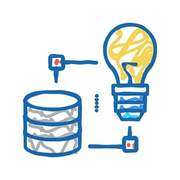Idea realization digital processing icon doodle illustration Stockillustratie