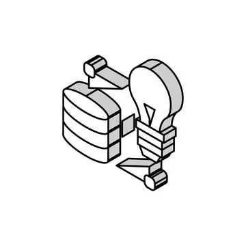 Idea realization digital processing isometric icon vector illustration Stockillustratie